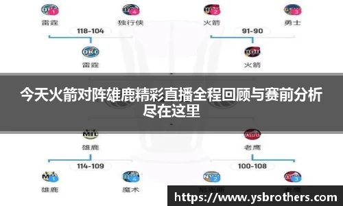 今天火箭对阵雄鹿精彩直播全程回顾与赛前分析尽在这里